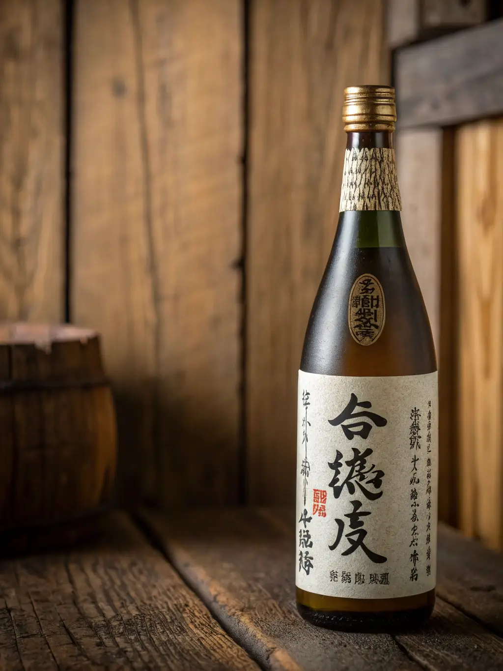 A photograph of a Yamazaki Single Malt bottle, capturing its sleek, dark glass design and minimalist label with Japanese characters, set against a backdrop that evokes Japanese tradition and craftsmanship.
